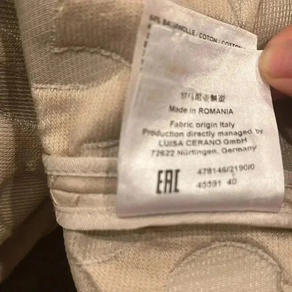 [US10]Luisa Cerano Textured  Floral Pattern Cotton Blend Long Blazer Coat - Picture 10 of 11